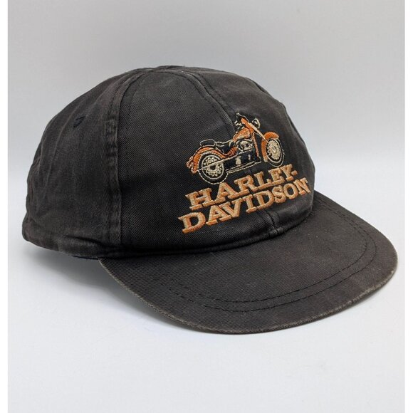 Vintage Harley-Davidson YOUTH Sized Snapback Hat VTG Born To Ride 90s Faded READ - Picture 1 of 6